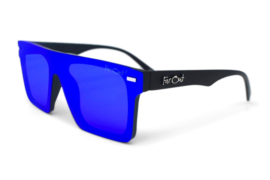 Black Polarized Stunner Shades Blue Lens – Far Out Sunglasses