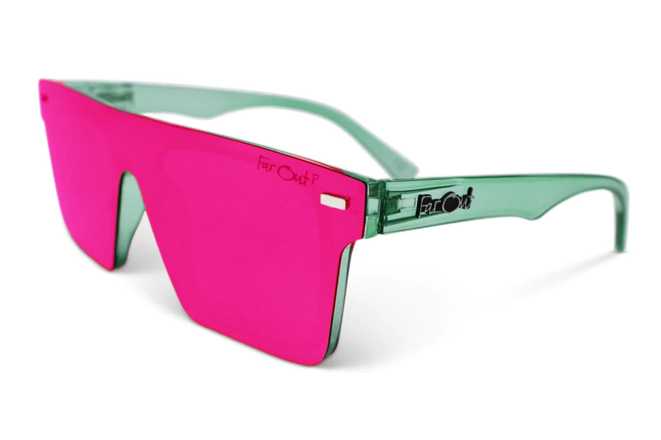 Aqua Frame Stunner Sunglasses Pink Lens – Far Out Sunglasses