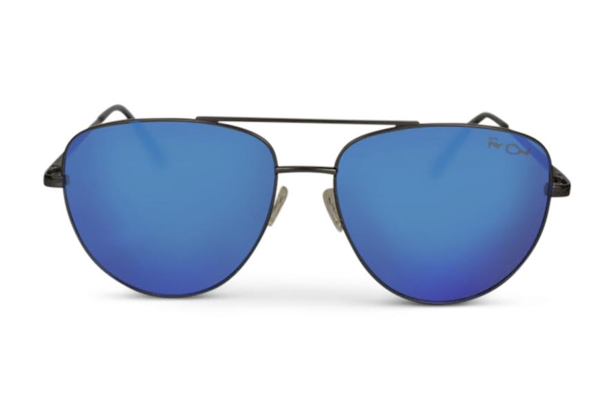 Black Metal Aviators Ice Blue Lens