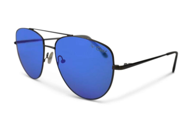 Black Metal Aviators Ice Blue Lens