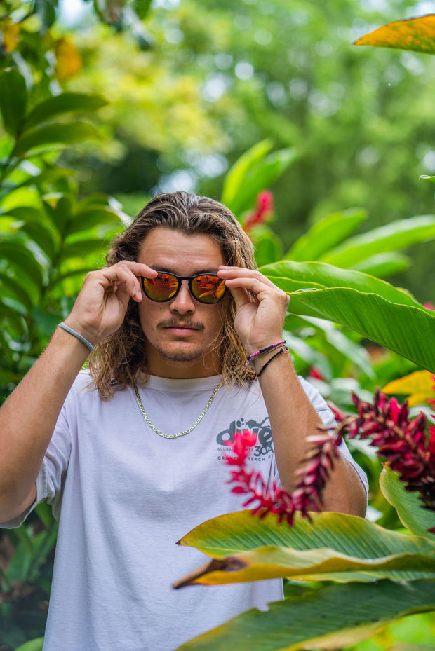 Black Polarized Rounders Pink Lens