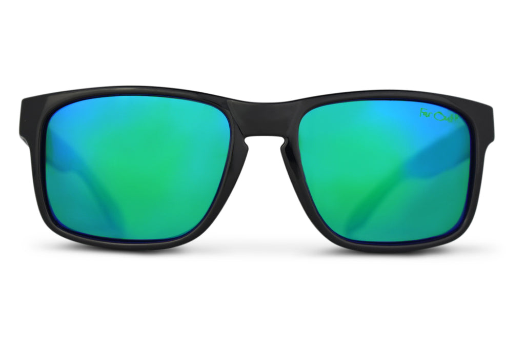 Green Lens Fishing Sunglasses Black Frame Polarized Lenses – Far