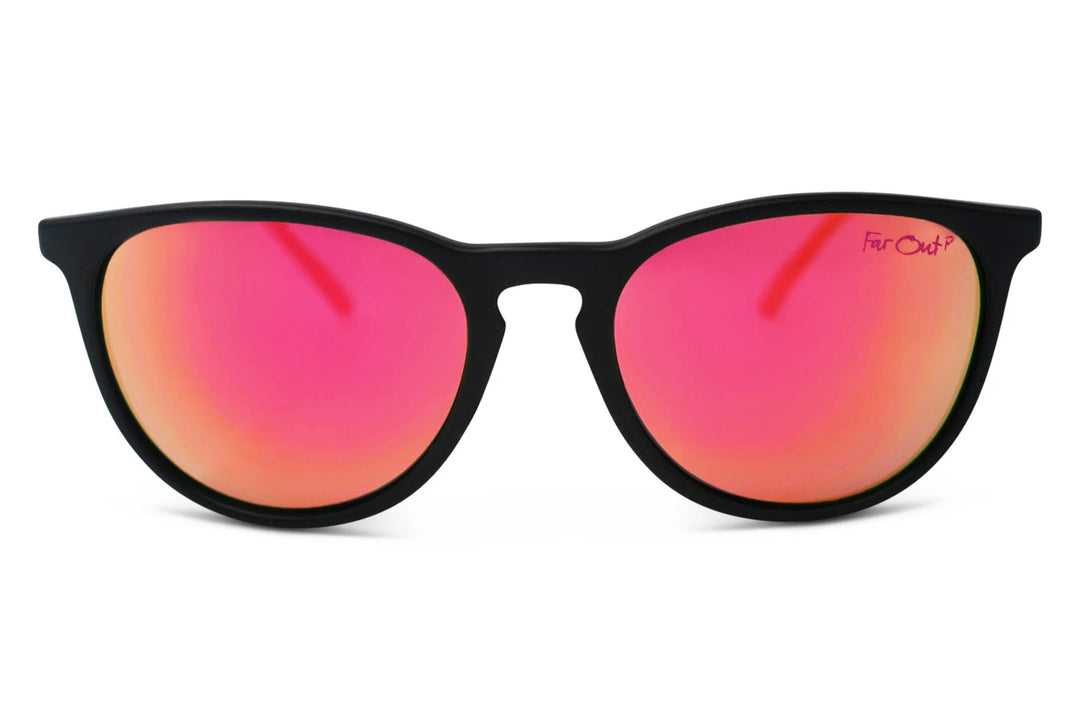 Black Polarized Round Lens Sunglasses Pink Lens – Far Out  display picture 1