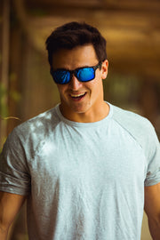 Black Polarized Mavericks Blue Lens