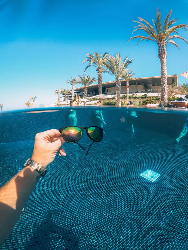 Black Polarized Rounders Pink Lens