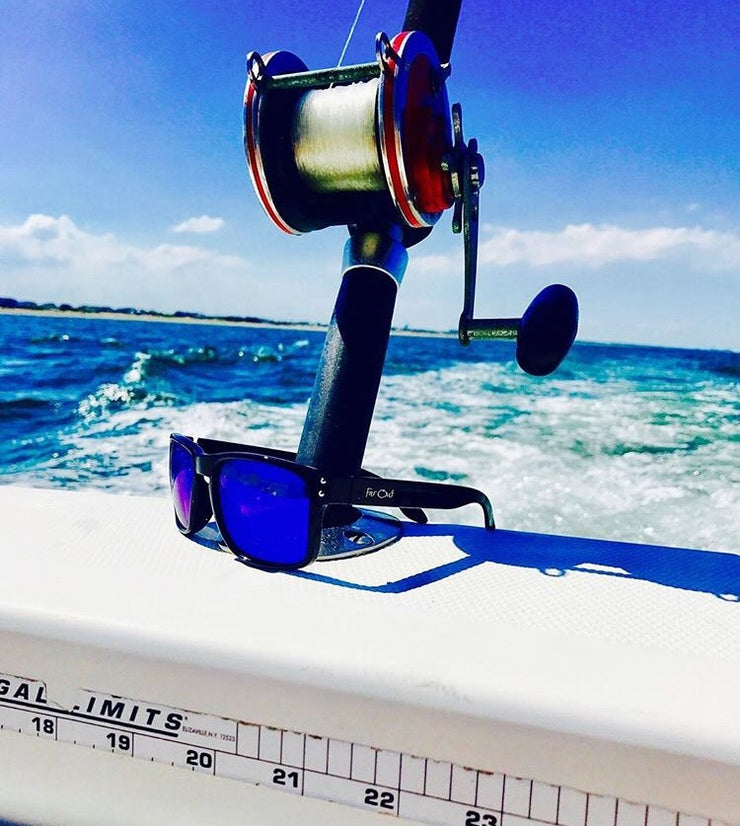 Black Polarized Mavericks Blue Lens